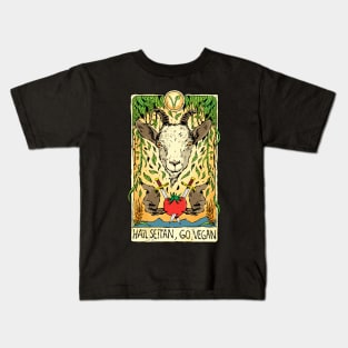 Hail Seitan Go Vegan Save Animals Tarot Card for Vegeterians and Veganism Lifestyle Kids T-Shirt